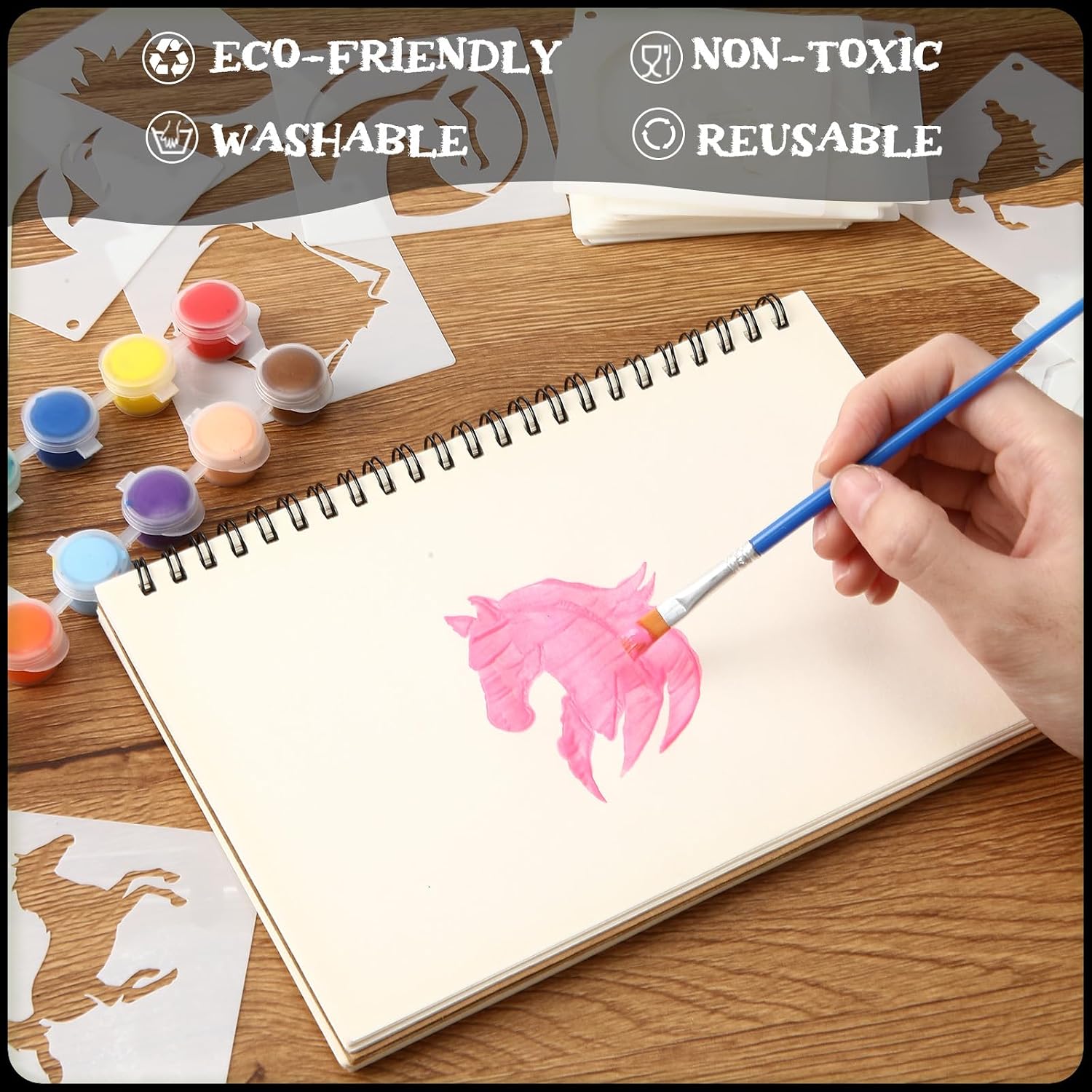 Marspark 72 Pcs Small Horse Stencils for Crafts Reusable, 3 Inch image 3