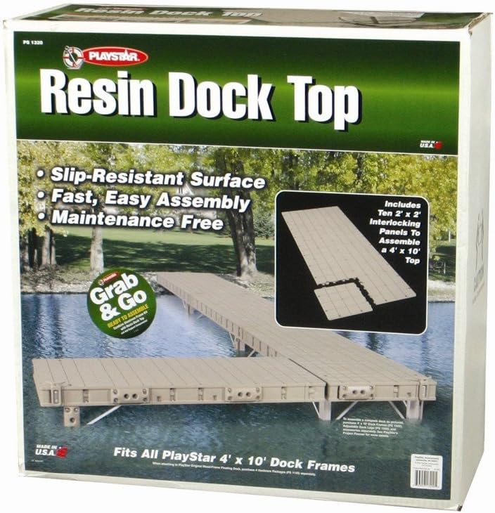 PlayStar Resin Dock Top for Use On Wood, Aluminum or Premium Frame Stationary, Roll in or Floating Docks