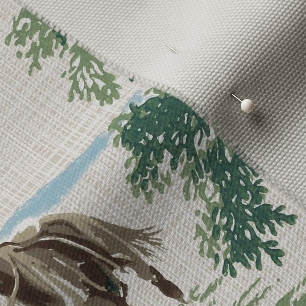 Spoonflower Fabric - Equestrian Toile Fox Hunting English Traditional Hunt Pony Horse Printed on Basketweave Cotton Canvas Fabric Fat Quarter - Upholstery Home Decor Bottomweight Apparel
