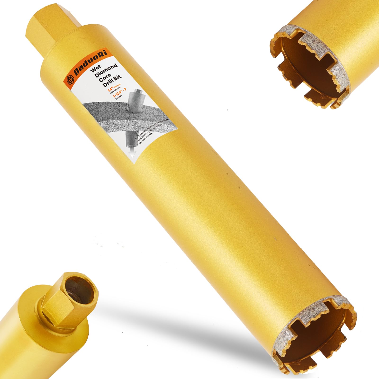 Wiertła rdzeniowe 6,3 cm do betonu, głębokość wiercenia 35,6 cm, gwint 3,8 cm, wiertło diamentowe do utwardzanego betonu z prętami zbrojeniowymi, twardym murem, sztukaterią, sztukaterią,