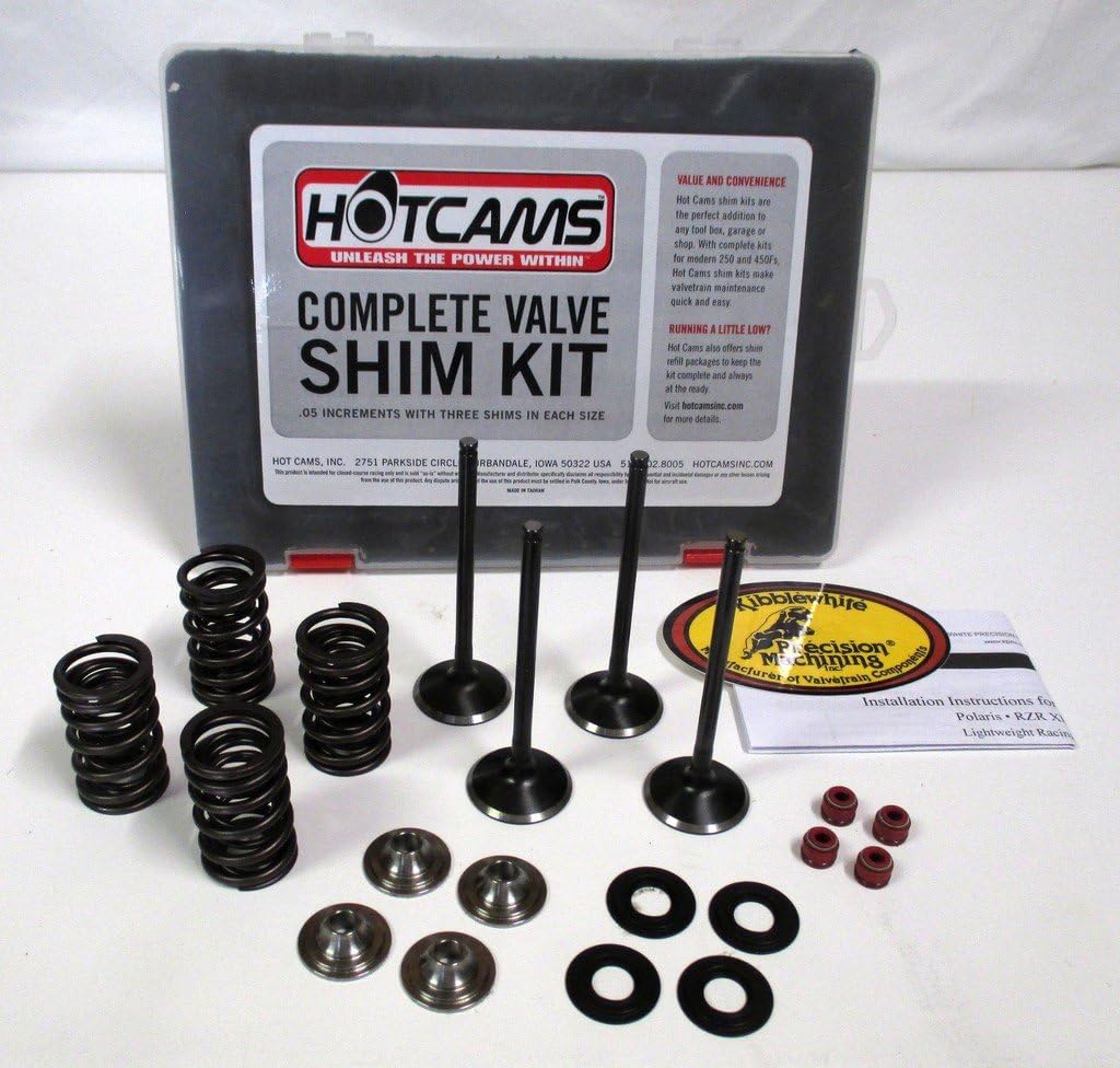 Kibblewhite Intake and Exhaust Valves and Spring Kit TRX 450R 2004-2005 with Hot Cams HCSHIM02 9.48mm Complete Valve Shim Kit