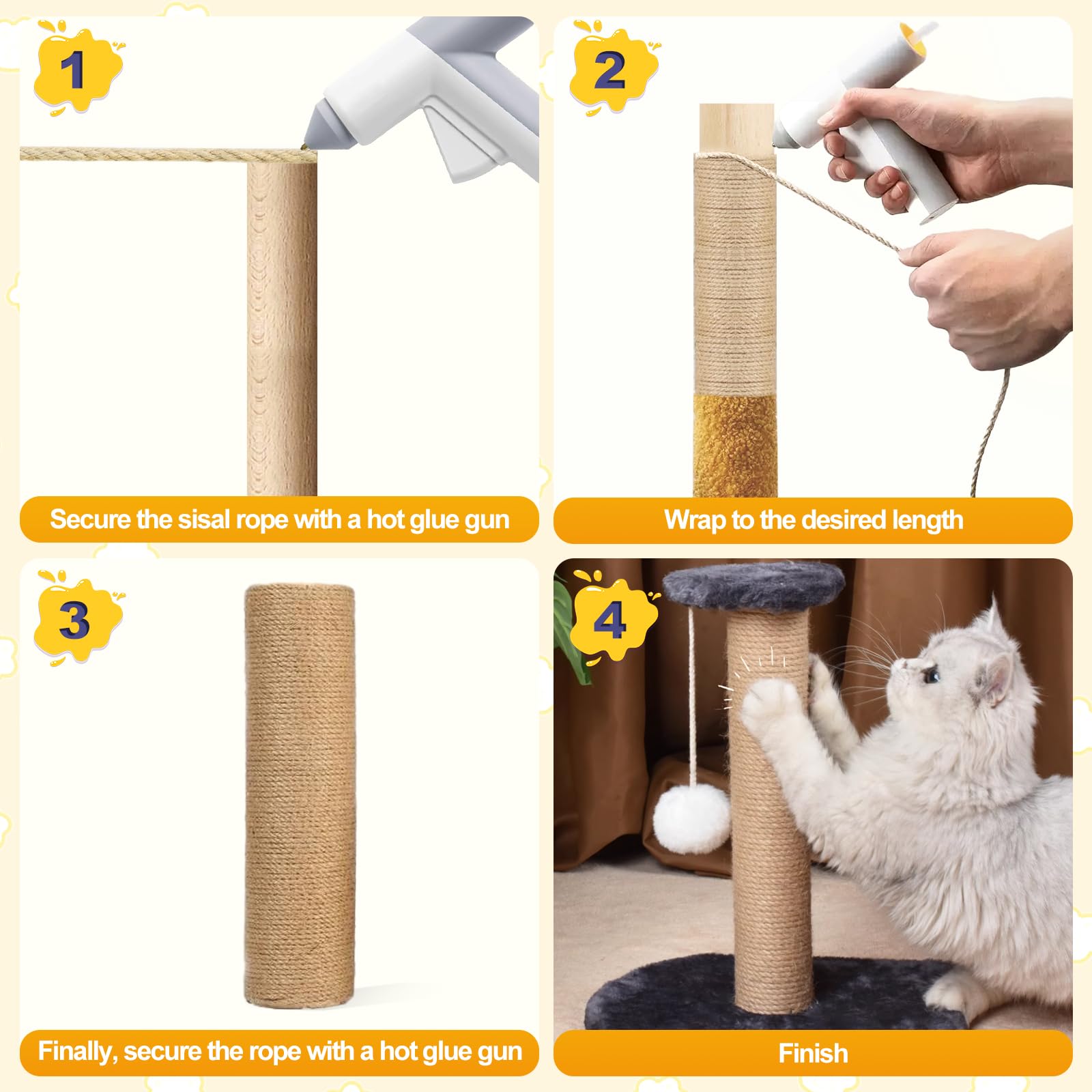 Corde en Jute 8 mm x 100 m, Robuste, en Fibres Naturelles, pour Cordon de Bricolage, Jouet pour Chat et décoration, Alternative à la Corde de Chanvre indéchirable, Cordon de Colis, Ruban de
