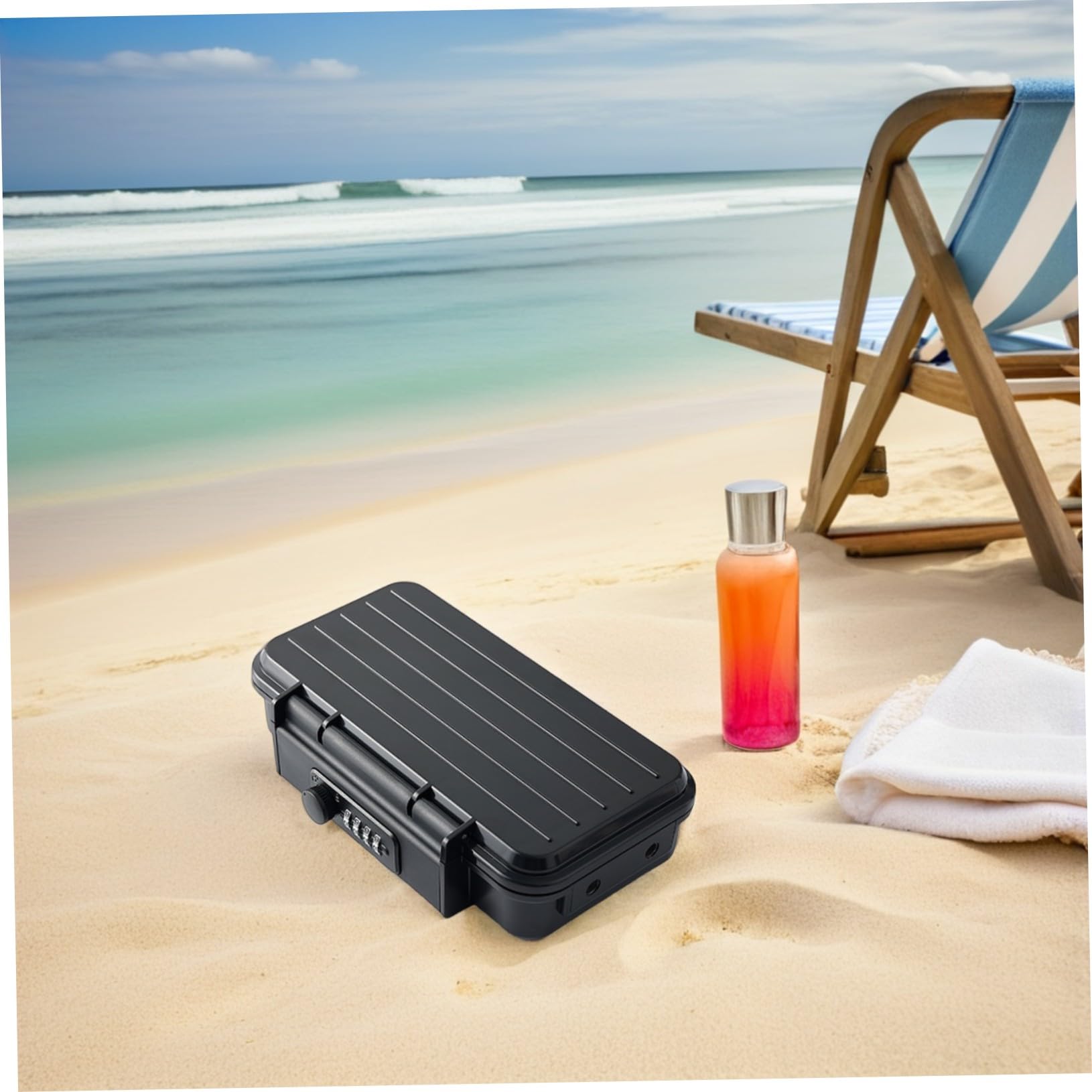 NUOBESTY Tragbarer Sicher Tragbarer Safe Für Den Strand College-Safe Für Wohnheim Reisesicherheitsschachtel Kombinationssicherheitsschachtel Zimmersafe Schwarz Zinklegungs -coderad