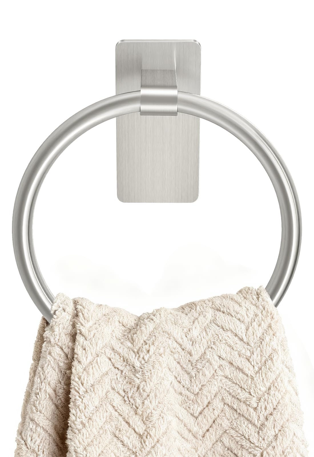 Brushed Nickel Towel Ring, STWWO 304 Stainless Steel 6.6″ Self Adhesive Hand Towel Holder for Bathroom, Kitchen, No Drill Required, Bathroom Accessories
