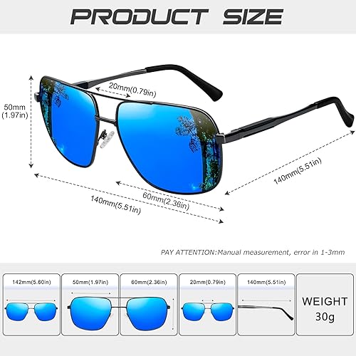 Miniatura 5 de KANASTAL Gafas de sol de estilo militar para hombres y mujeres, gafas de sol de aviación de metal polarizadas UV400, sombras de gran tamaño,