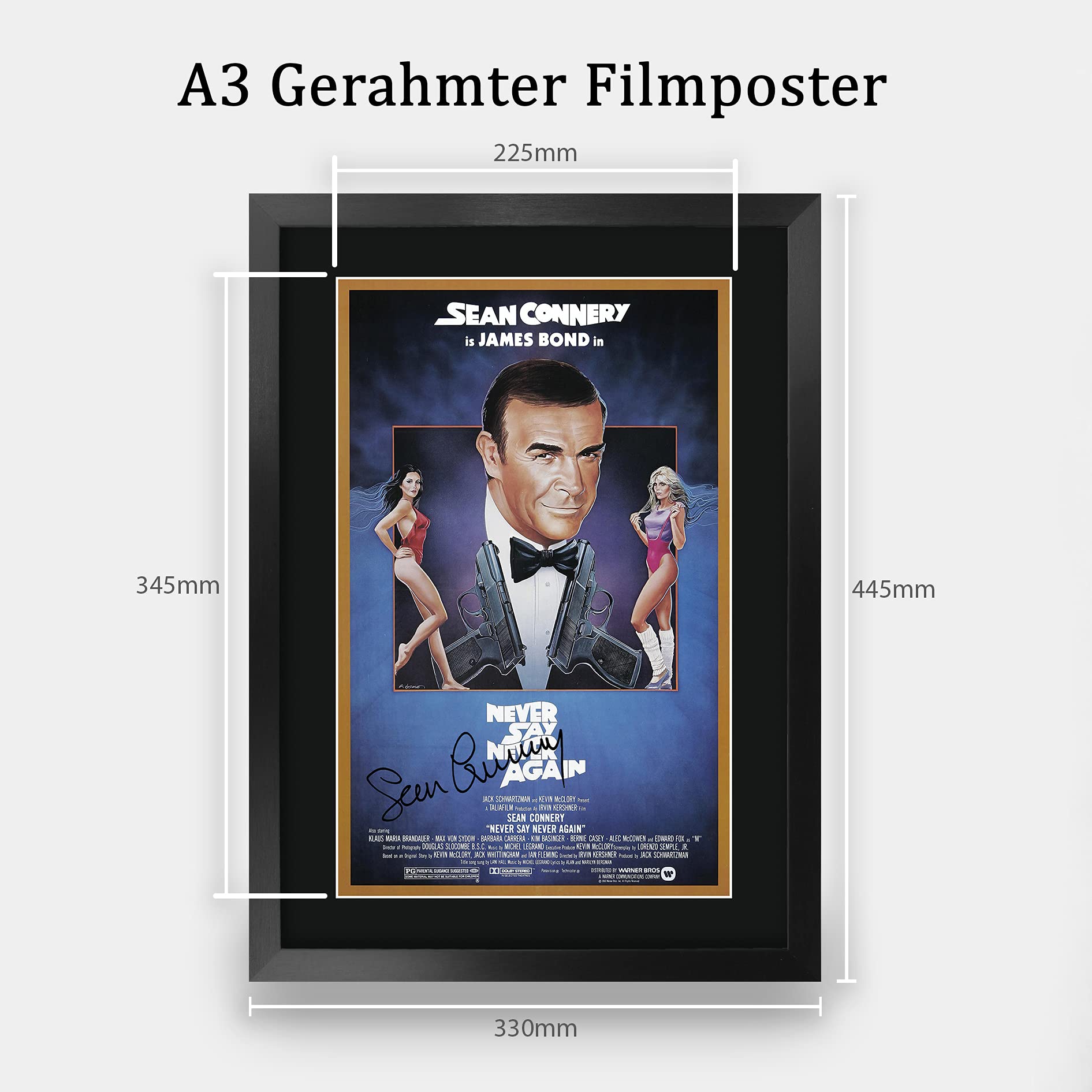 HWC Trading A3 FR James Bond - Never Say Never Again Movie Poster Sean Connery Signed Geschenk GESTALTET A3 Printed Autogramm Film Geschenke drucken Fotobildanzeige