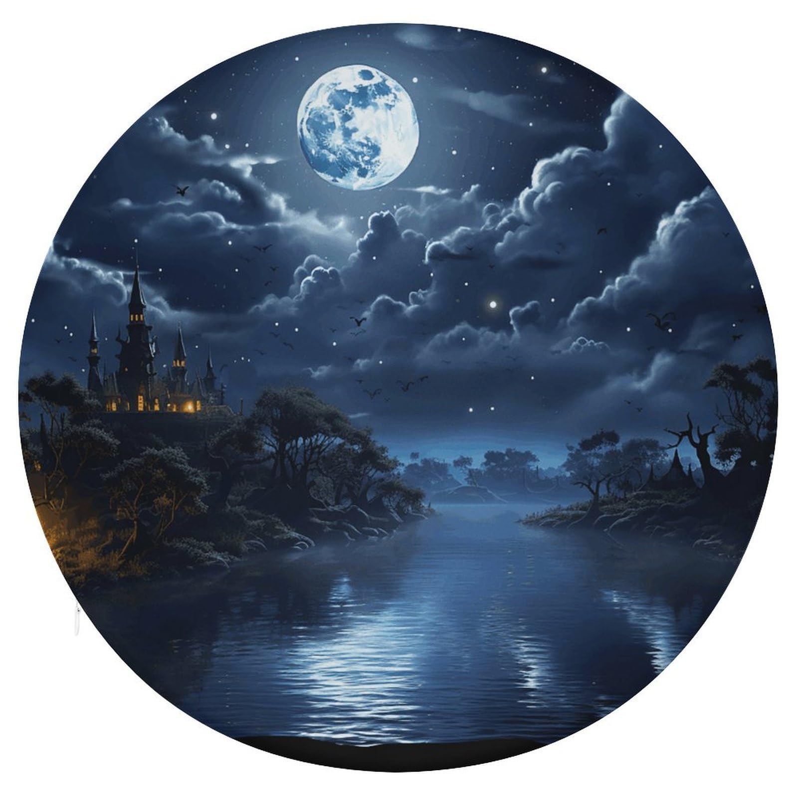 Wsoihfec Style Moonlit Night Seat Cushion Round Chair Pad