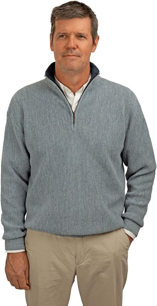Alpaca Golf Sweaters - 100% Alpaca Wool Men's Performance Club Quarter Zip Neck Pullover Sweater - Image 3