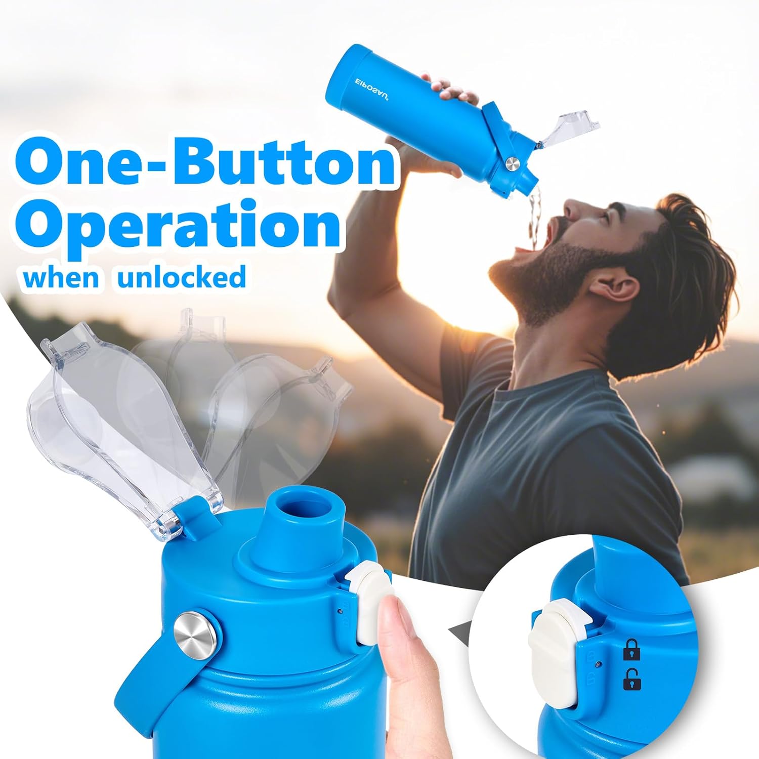 Insulated Water Bottle with Lid & Boot & Stickers, 24 oz Stainless Steel Sweat Free Bottle Keep Cold 24H, BPA-Free Sports Wide Mouth Water Bottle, Blue - Image 3