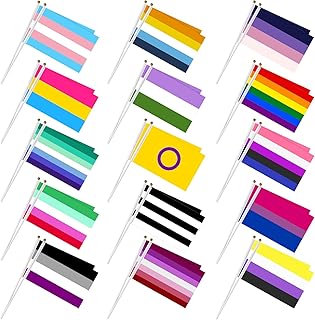 Weewooday 195 Pcs Pride Rainbow Stick Flags Small Mini Hand Held Lgbt Rainbow Gay Flags on Plastic Stick Pansexual Bisexual Trans Lesbian Flag for Lgbt Party Decorations,5.5 x 8.3 Inch