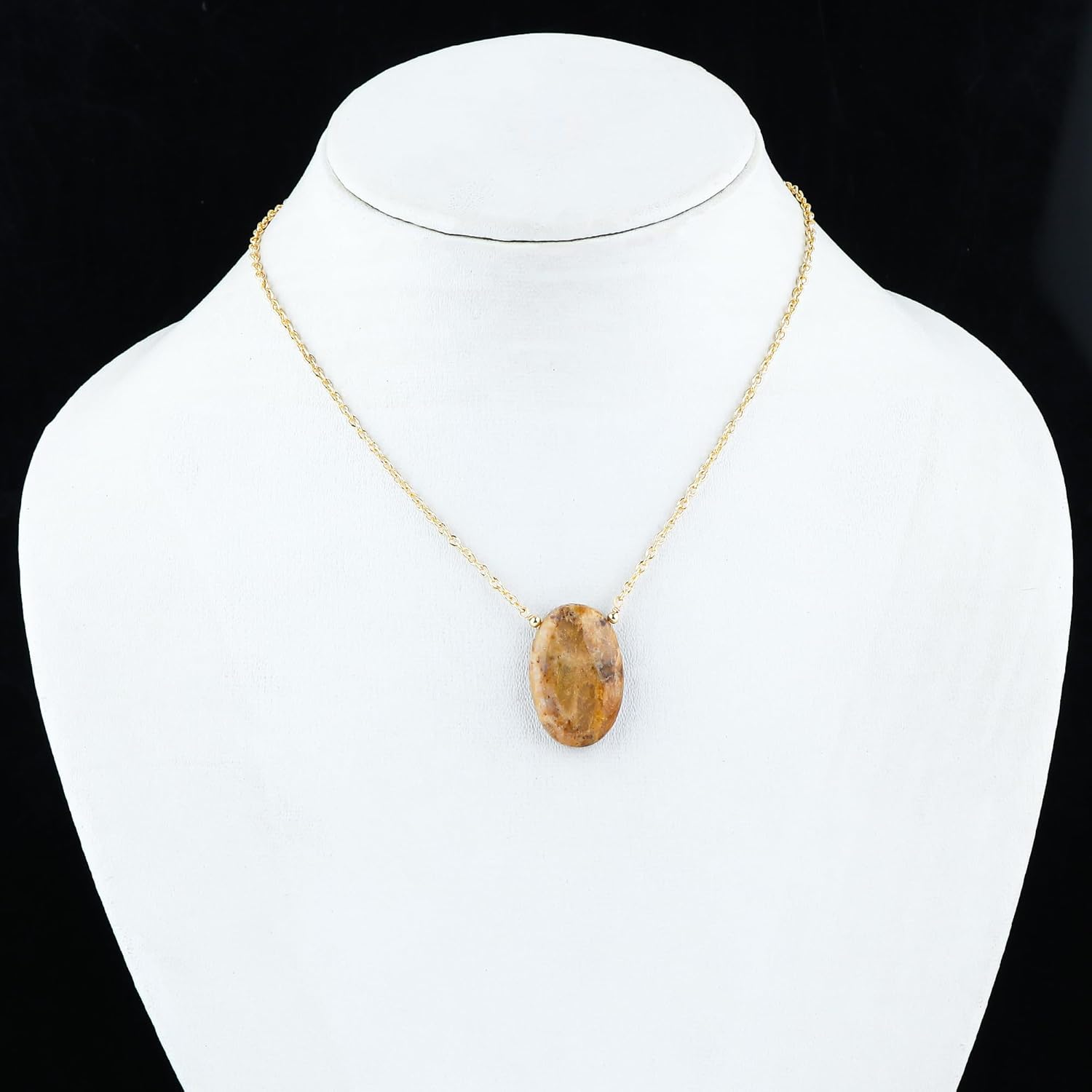 Natural Gemstone Oval Pendant Necklace Lightweight Crystal Necklace Handmade Jewelry Jewelry for Women Adjustable Gold Plated Chain 18" (Inch) - Image 4