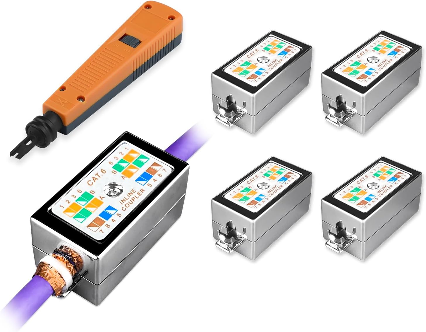 1x Punch Down Tool +5x shielded ethernet junction box