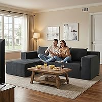 Vista 6 de 103" Boneless Sectional Couch with Left Chaise, Modular L Shaped Couches for Living Room, Large Gray Minimalist Modern Deep Seat Floor Sofa Set, No