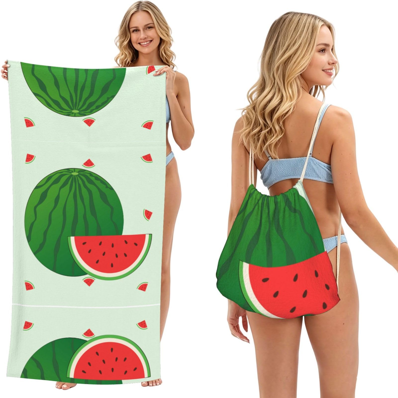 SXZVVBN cartoon watermelon 2-in-1 Beach Towel Bag, Quick Dry Sand Free Travel Towel Backpack for Adults