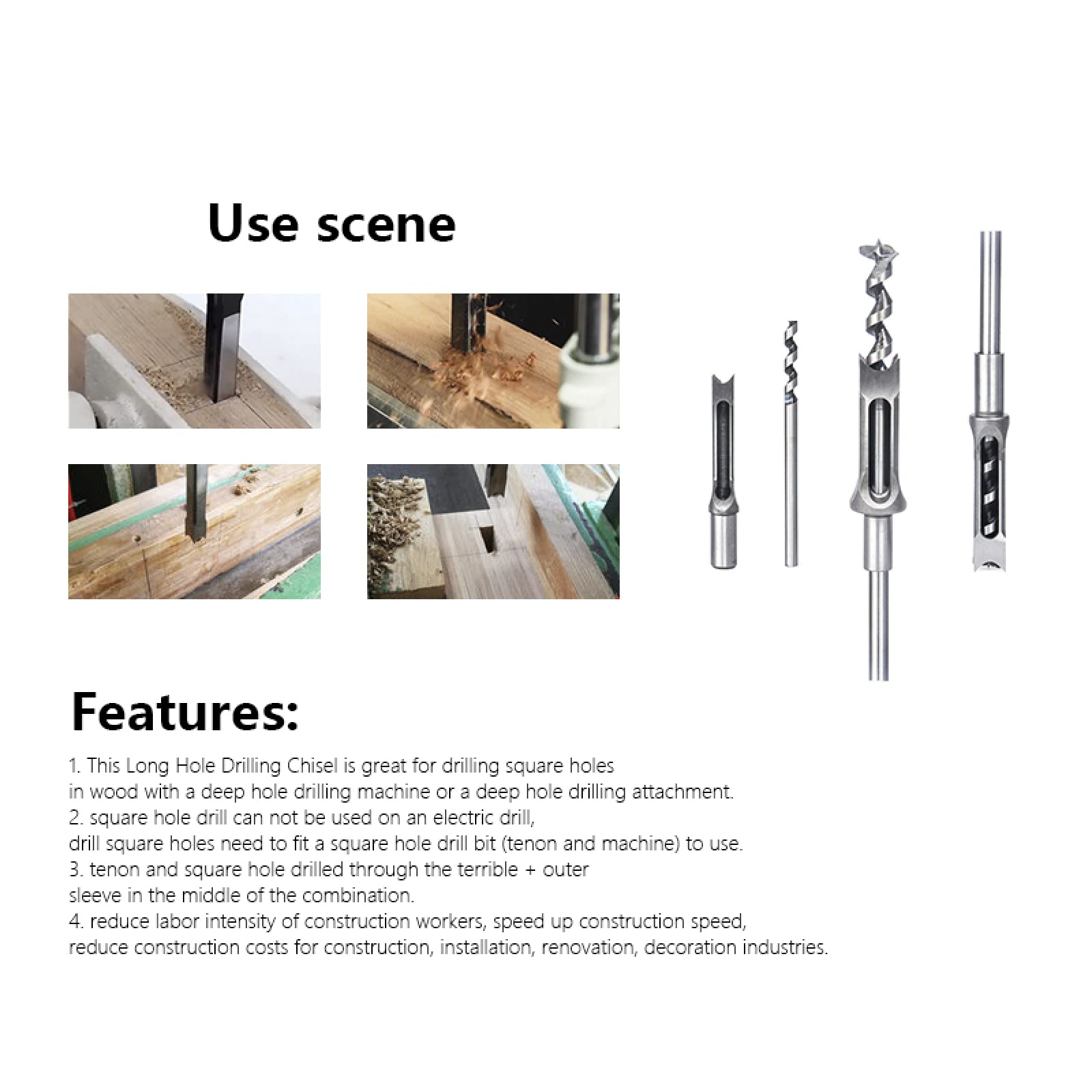 1pc HSS Punte Elicoidali Punte Per Trapano A Foro Quadrato Coclea Scalpello Per Mortasatura Trapano Esteso 6-25mm Strumenti Per Trapano Per La Lavorazione Del Legno,19mm
