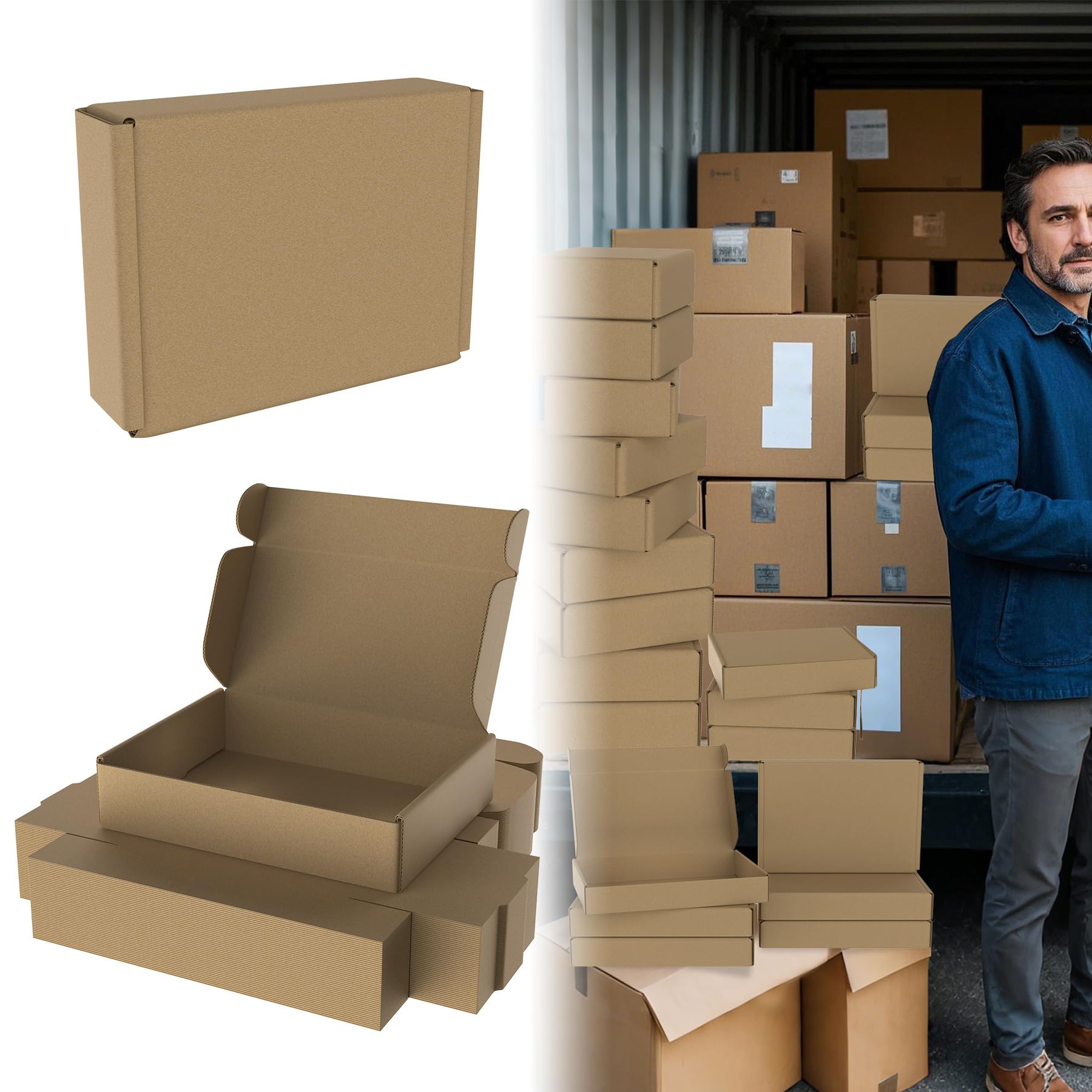 ACXIN Versandkarton Braun 20x15x5cm Maxibrief Karton, Faltkarton Großbrief Verpackung, 80 Stück Wellpappe Kartons, Stabile Versandbox für Kleine Waren, Geschenkverpackung, E-Commerce Lagerung