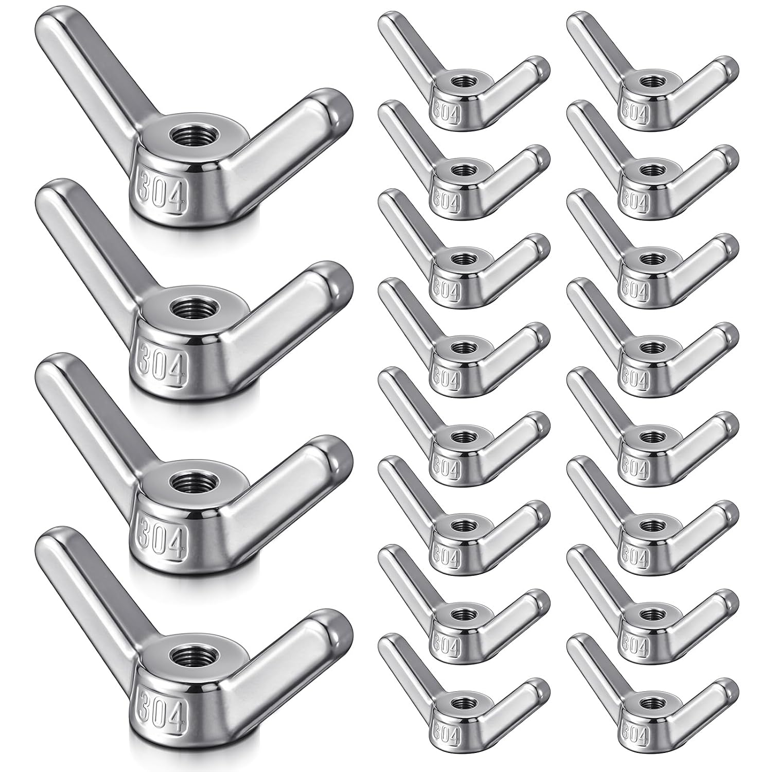 Hicarer 20 Pcs M6 X 1 Wing Nuts 304 Stainless Steel Metric Thread