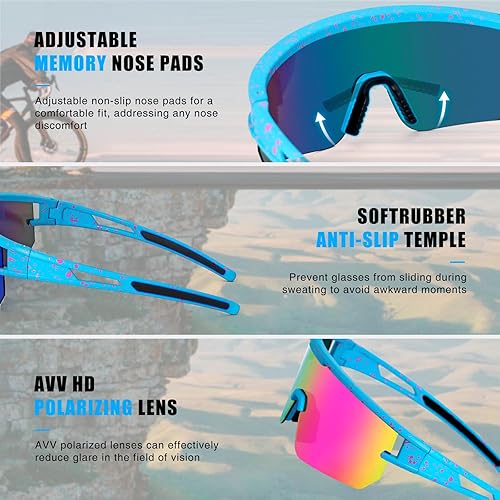 Miniatura 3 de AVV Gafas de sol de béisbol polarizadas UV400 para hombres, mujeres y jóvenes, gafas de sol para correr, deportes, pesca y bicicleta