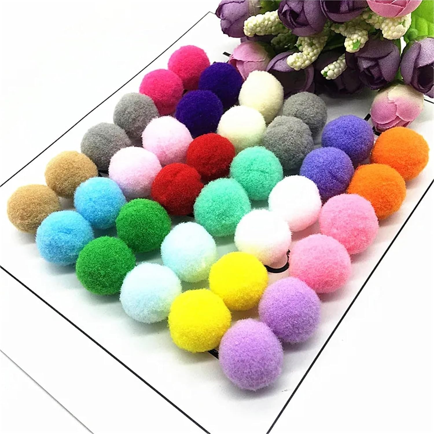 Wool Felt Balls Pompom 8/10/15/20/25/30mm Plush Ball for Craft DIY Wedding Home Decoration Garment Sewing on Cloth Accessories Supplies for Crafts(10off White,25mm 180pcs)