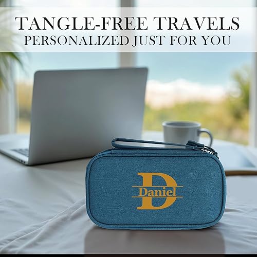 Miniatura 5 de Estuche organizador de artículos electrónicos personalizados, bolsa de almacenamiento compacta de cables con nombre personalizado para cargadores,