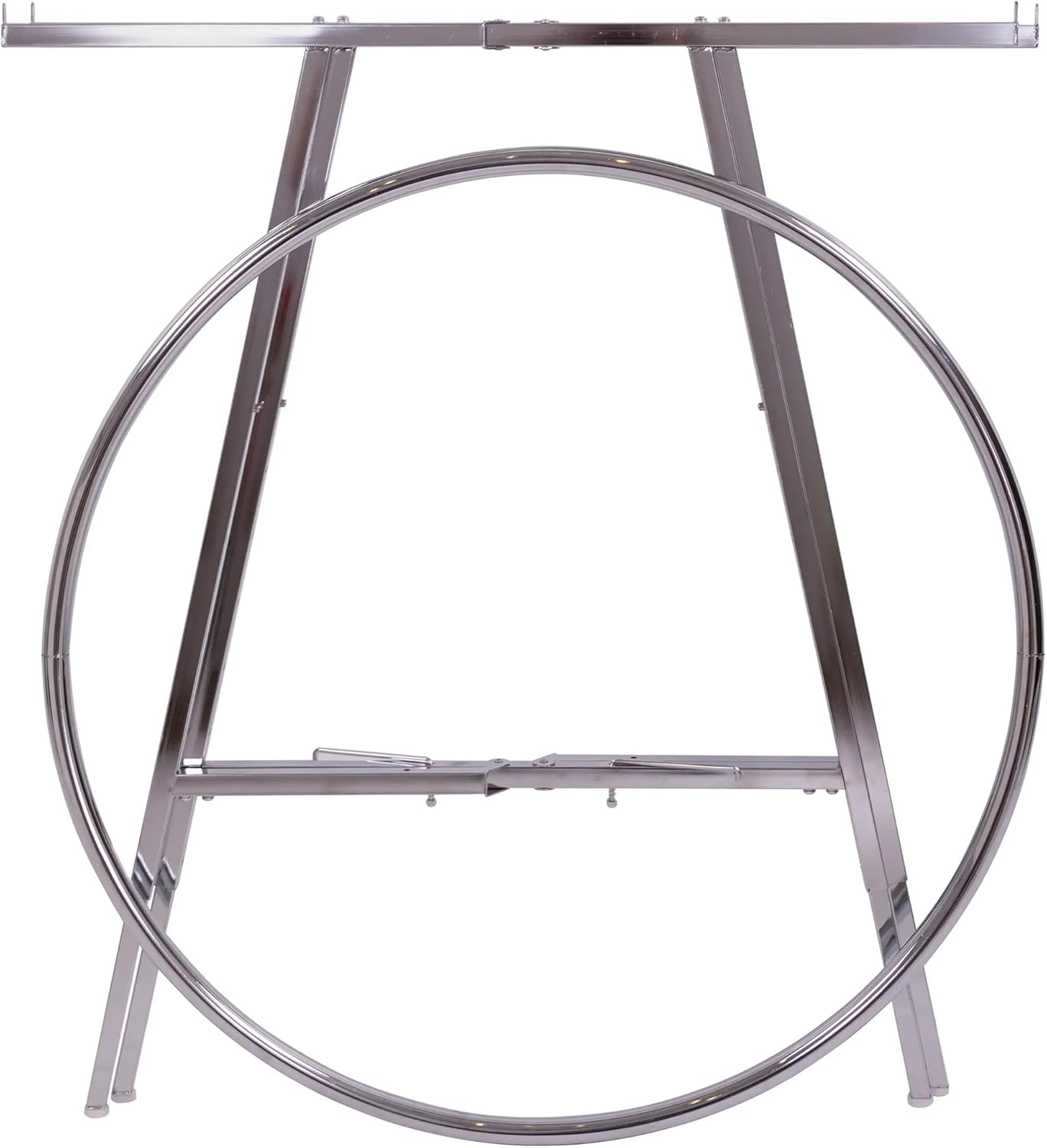 Econoco 42-Inch Folding Round Garment Rack, Adjustable 46–66″ Height Retail Display, Chrome Finish - Image 3
