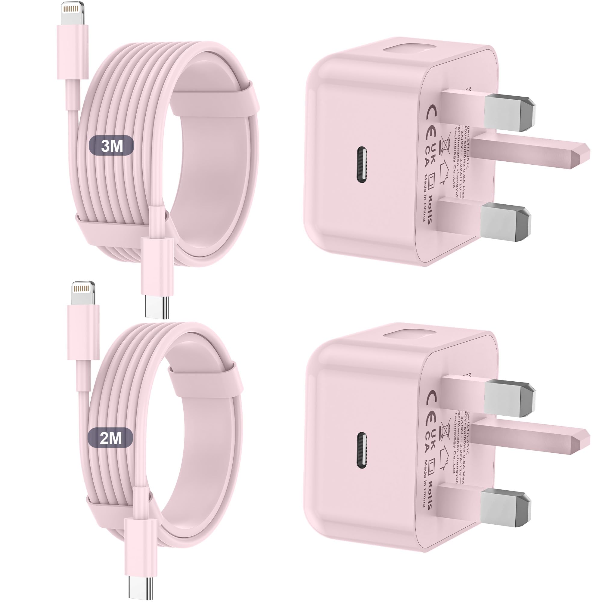 for iPhone Charger Fast Charge, 2Pack PD Fast Apple Charger UK USB C Plug With 2M&3M iPhone Fast Charger Cable [ MFi Certified] Lightning Cable for iPhone 14 13 12 11 Pro Max XS X 8 6, iPad — view 11