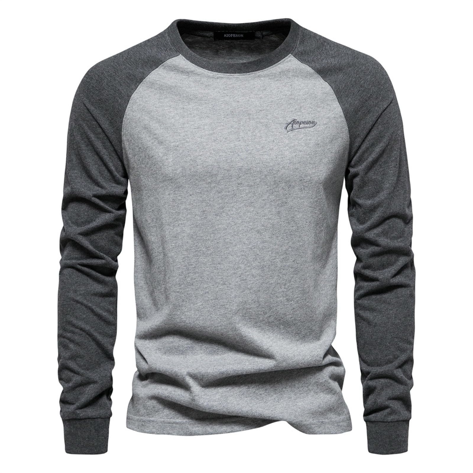 Męski T-Shirt Raglan koszulka z długim rękawem, patchworkowa koszulka, męska koszulka-zielona-L