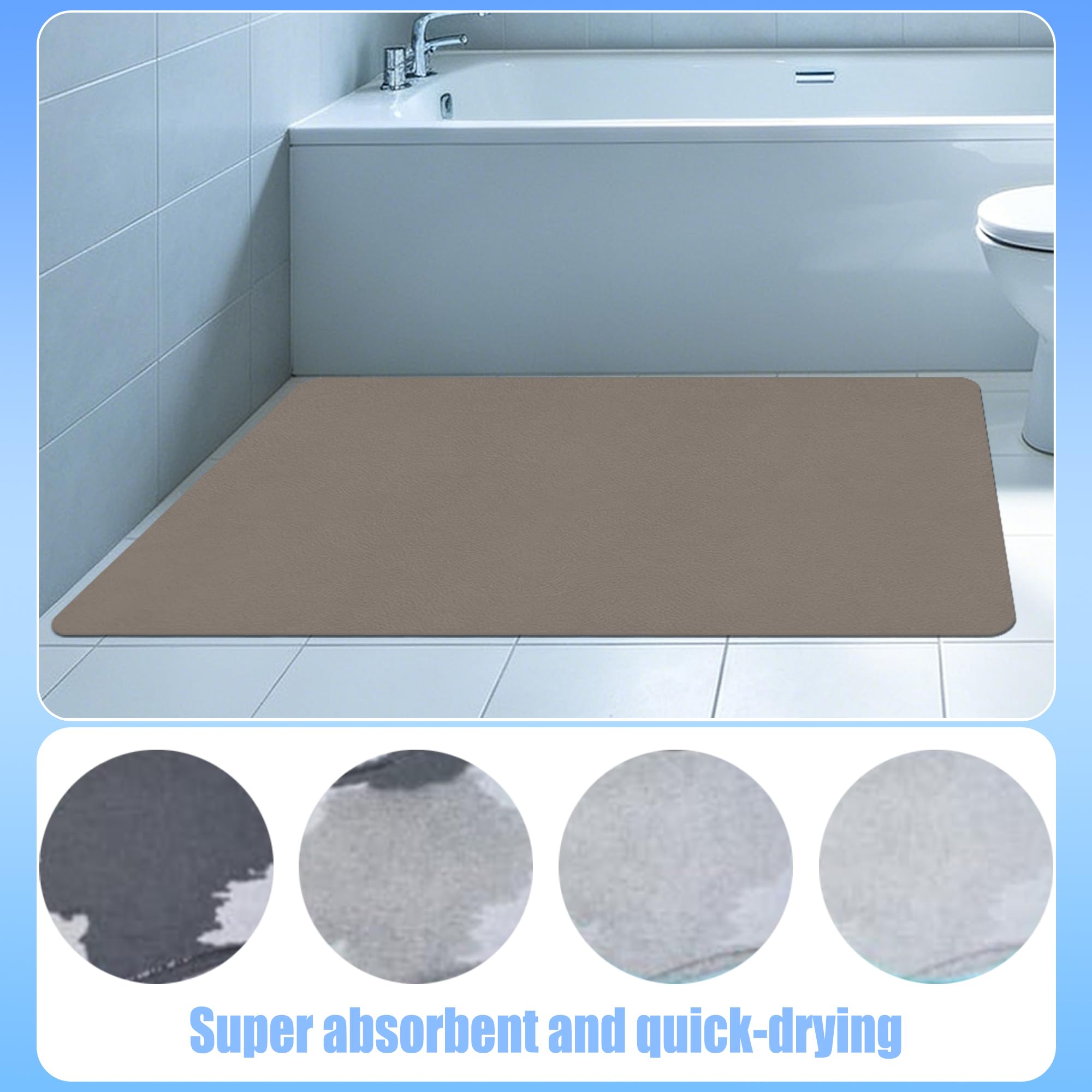 Alfombra de Baño 105 x 120 cm Rápido Secado Alfombrillas de Baño Absorbentes Antideslizante y Antihumedad para Ducha, y Cocina, marrón