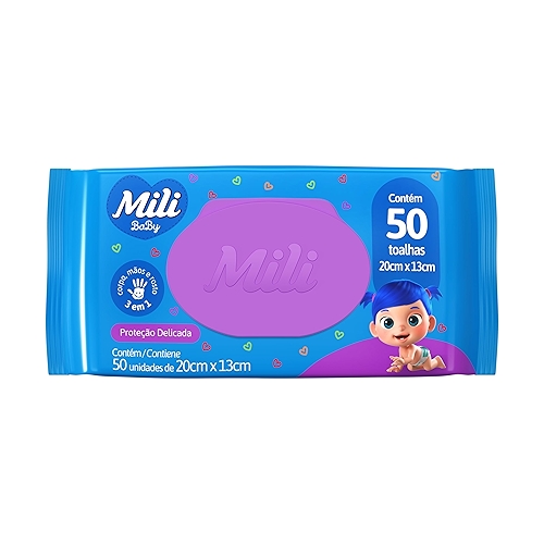 Mili Toalhas Umedecidas Baby, Uso Bebê, Com Aloe Vera e Calêndula, Dermatologicamente T...