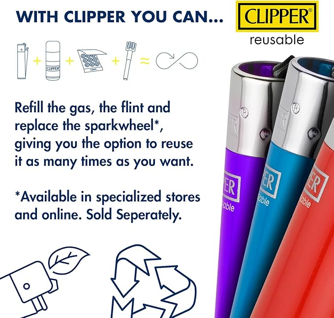 Clipper Encendedor Clásico Grande Recargable 12 Pack Diseños Surtidos miniatura 6