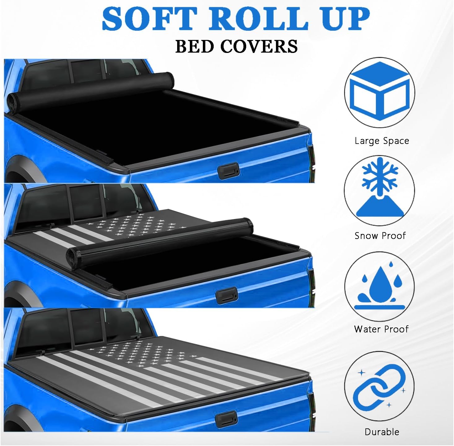 TOKOMA Soft Tri-Fold Truck Bed Cover Compatible for 5.2FT 2015-2026 Chevy Colorado GMC Canyon with 5.2 ft Bed | Retractable Tonneau Cover with Black Flag Graphic | Weatherproof | No Drilling Required