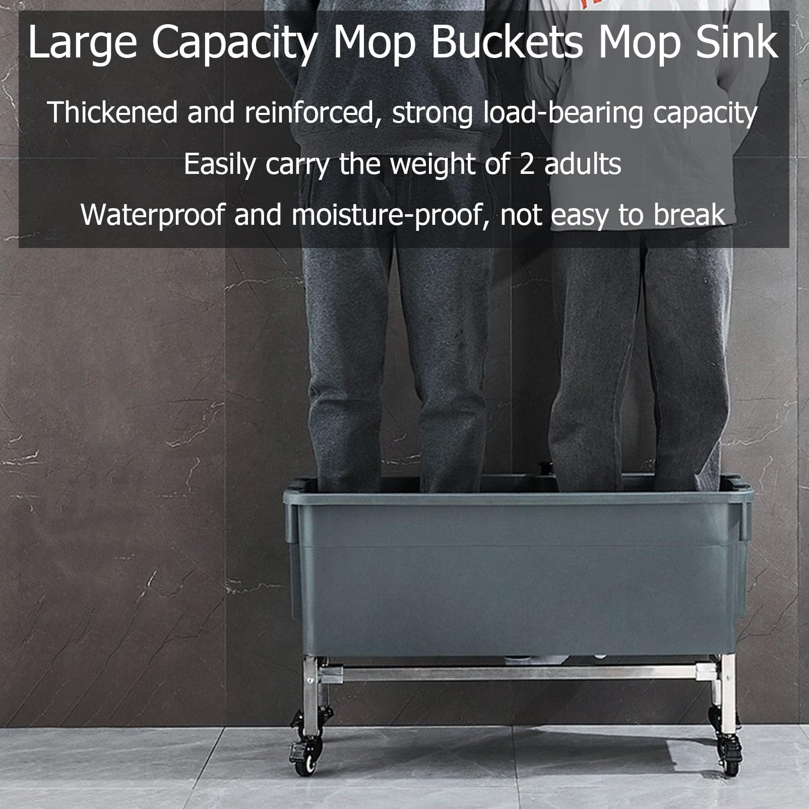 Fregadero portátil con kit de drenaje, lavabo de utilidad resistente para lavandería, limpieza de mascotas y mantenimiento de suelos, fregadero duradero para un uso versátil, color gris