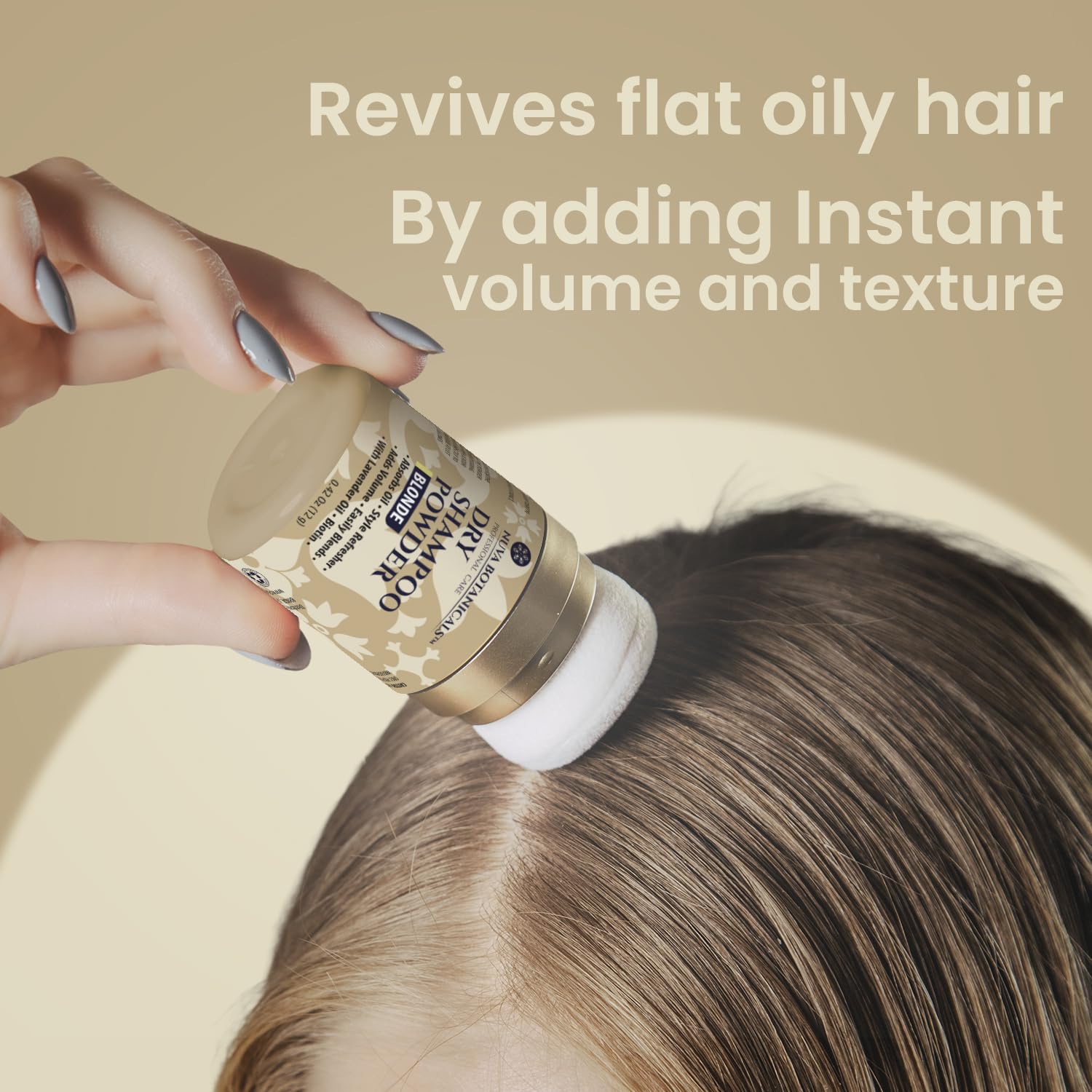 Nuva Botanicals Blonde Non Aerosol Dry Shampoo Powder with Biotin - Lavender Extract and Korean Ginseng - Volumizing Travel Size (0.42 oz) - Gifts for Her Stocking Stuffers - Image 7