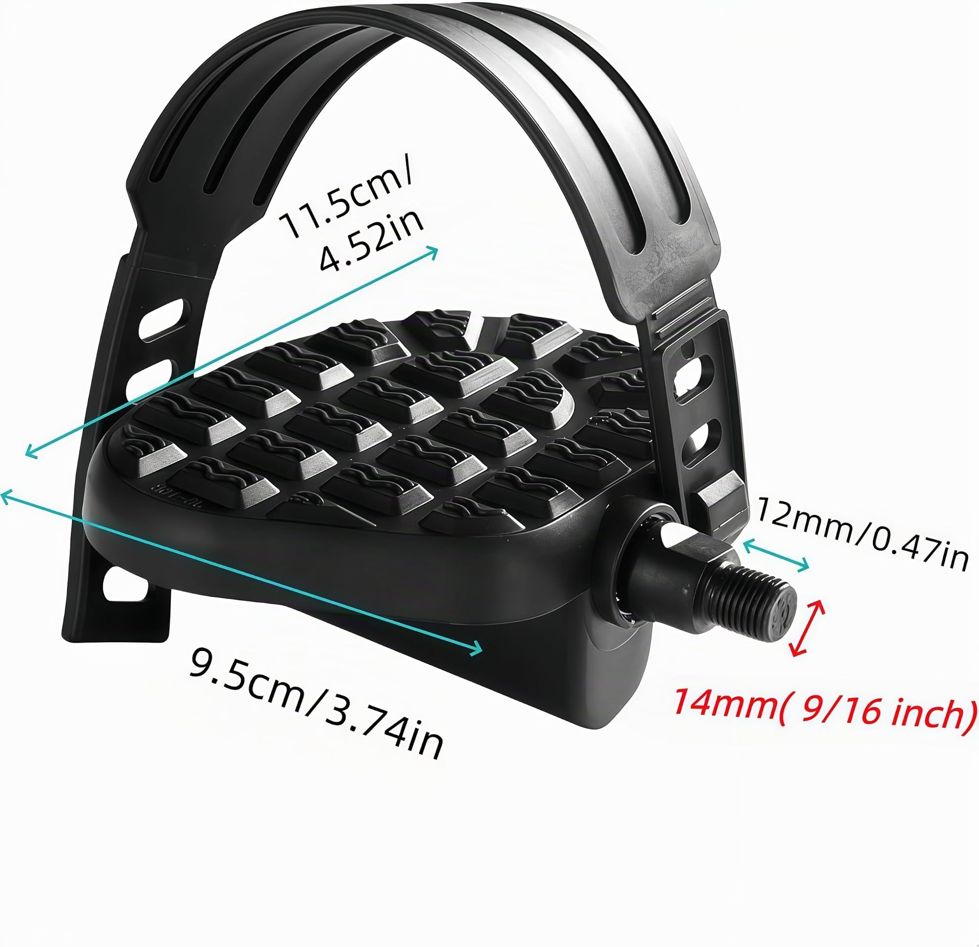 1 paio di pedali per cyclette,9/16" - 14mm Coppia Pedali, ricambio per bici da spinning con cinghia,parti di ricambio per esercizi, per bici da spinning e bici da corsa, bicicletta reclinata