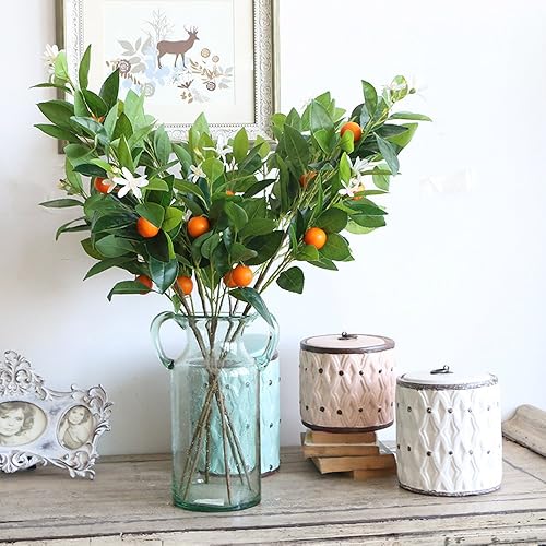 Miniatura 5 de Miguor Decoración de frutas artificiales, decoración de oficina, plantas falsas, decoración de mesa, rama de fruta de plástico casi real para