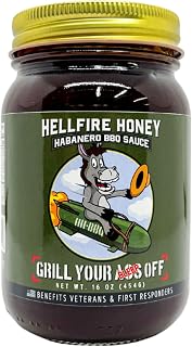 Grill Your As* Off Hellfire Honey Habanero BBQ Sauce - 16oz Sweet & Explosive Flavor Barbecue Sauce for Beef, Steak, Pork & Chicken - Made in USA & Veteran Owned Business