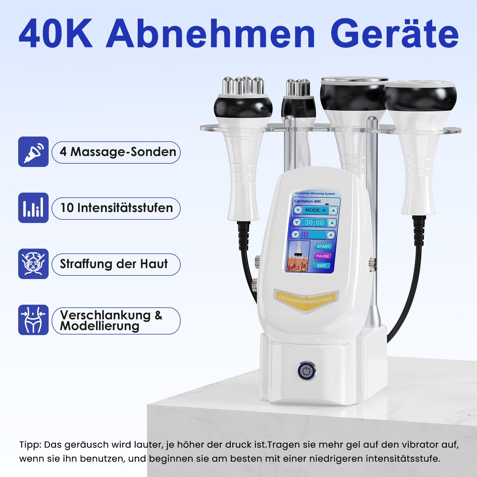 40K Massagegerät, 4-in-1 Ultraschall- und Radiofrequenzgerät, Schönheitsgerät für Gesicht und Körper zur täglichen Hautpflege