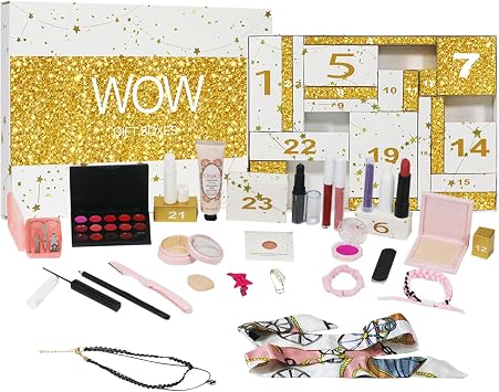 Beauty Advent Calendar,Makeup Advent Calendar 2024 - Countdown Calendar Makeup Kit,Lipstick Eyeshadow Makeup Calendar,24 Days Countdown to Christmas,Goodie Bag Fill