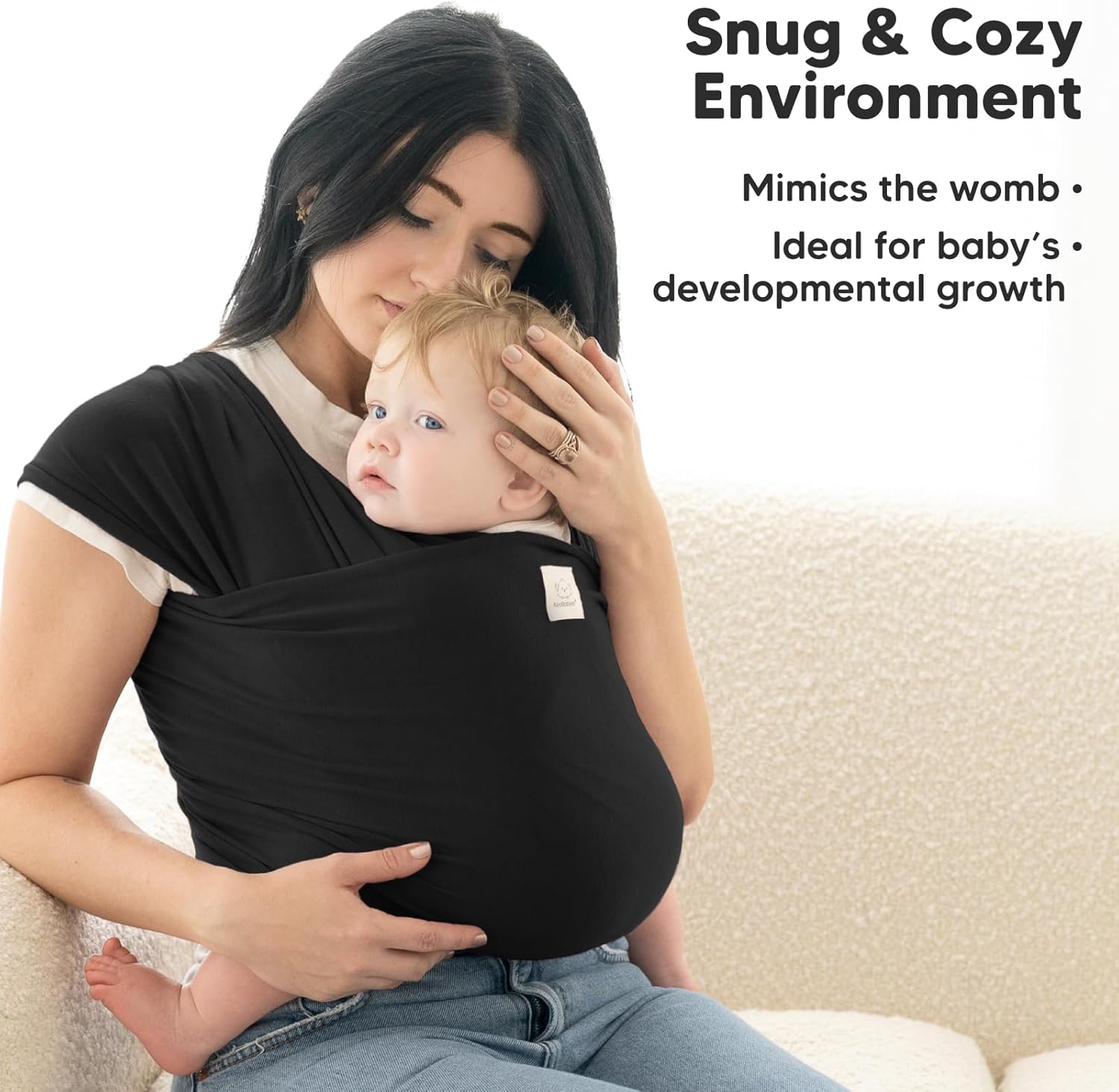 KeaBabies Baby Wrap Carrier - All in 1 Original Breathable Baby Sling, Lightweight,Hands Free Baby Carrier Sling, Baby Carrier Wrap, Baby Carriers for Newborn, Infant,Baby Wraps Carrier (Trendy Black)