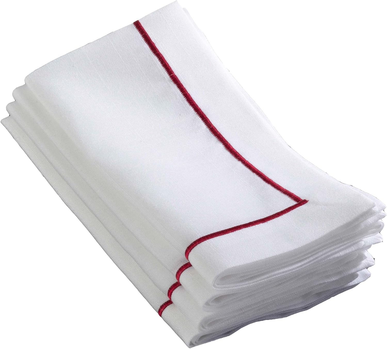 Saro Lifestyle Embroidered Line Design Napkin (Set of 4), 20"x20", Red
