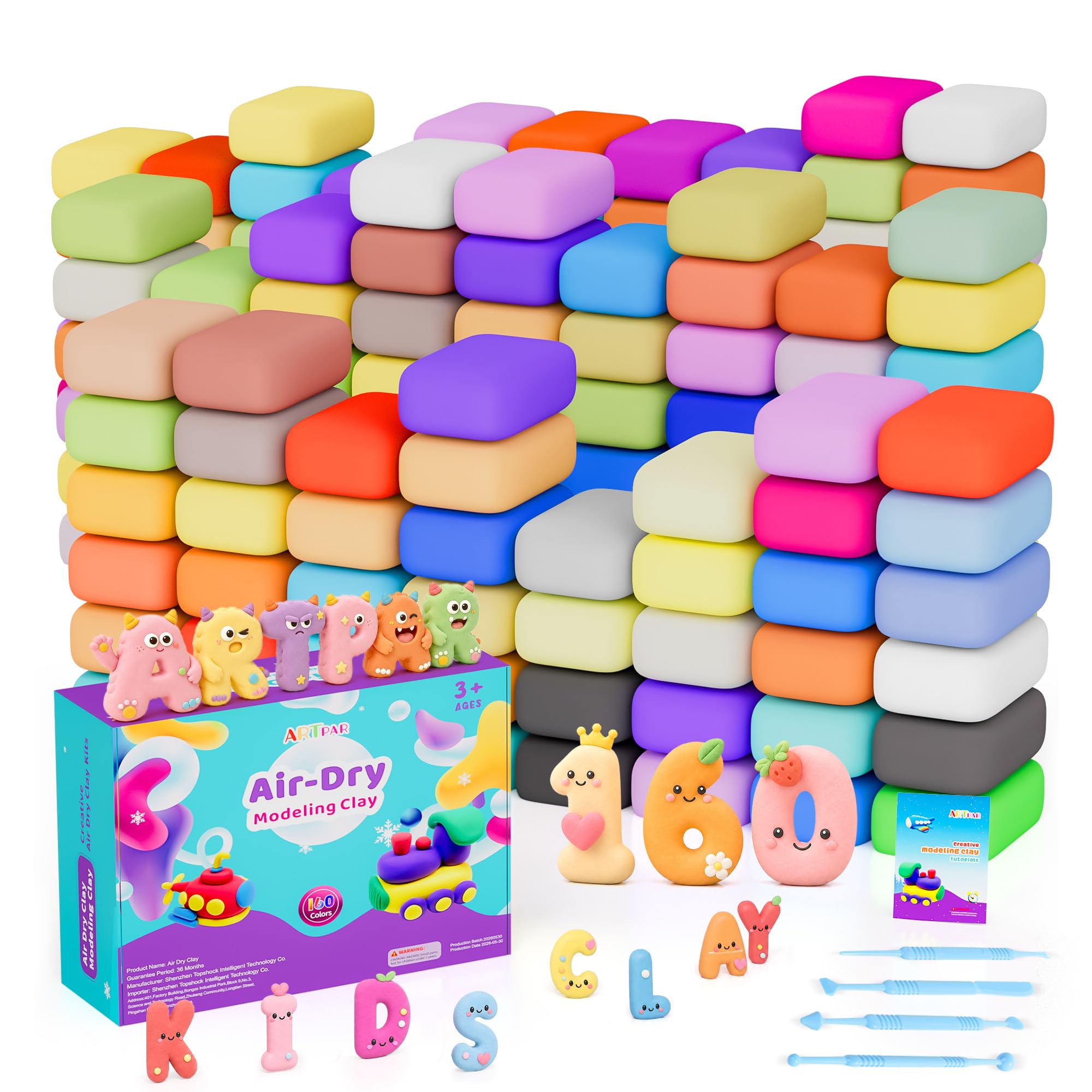 ARTPAR Air Dry Clay for Kids,160 Colors Modeling Magic Clay DIY Crafts Kit | Molding Clay…