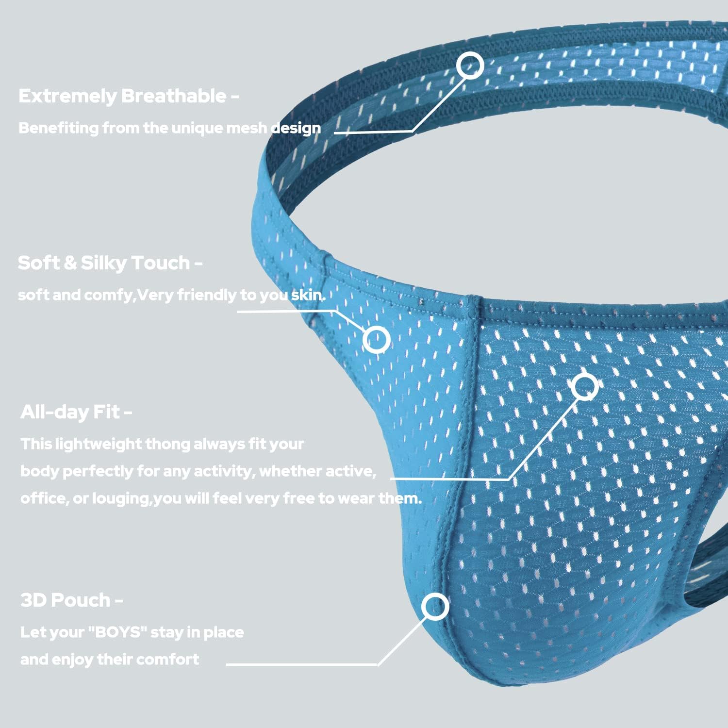 MIZOK Men's Sexy See Through Mesh G-String Underpants Bulge Pouch T-Back Thong Underwear