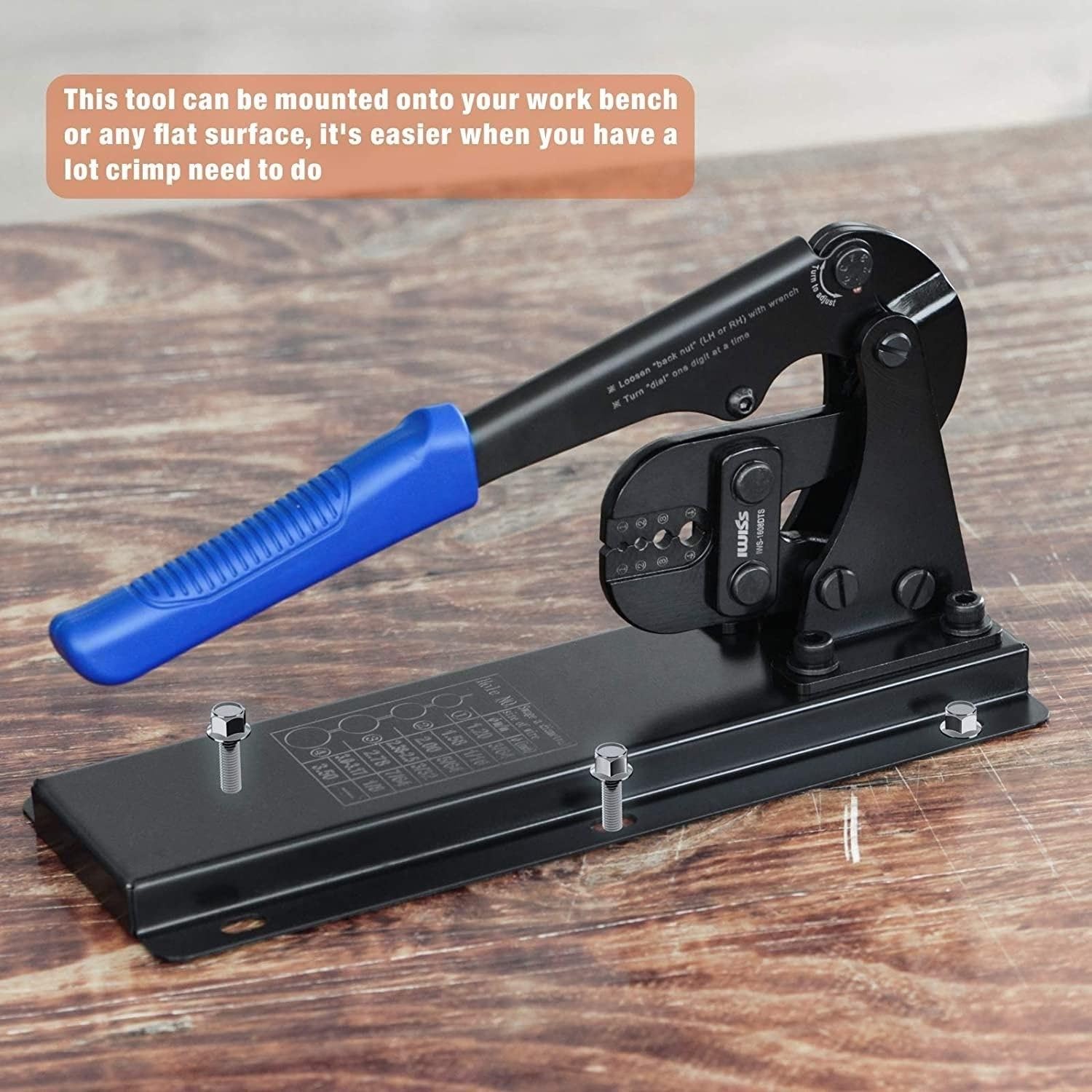 Pinza crimpatrice per cavi metallici montata su banco, strumento manuale per manicotti in alluminio e rame, da 3/63 a 1/8 di pollice
