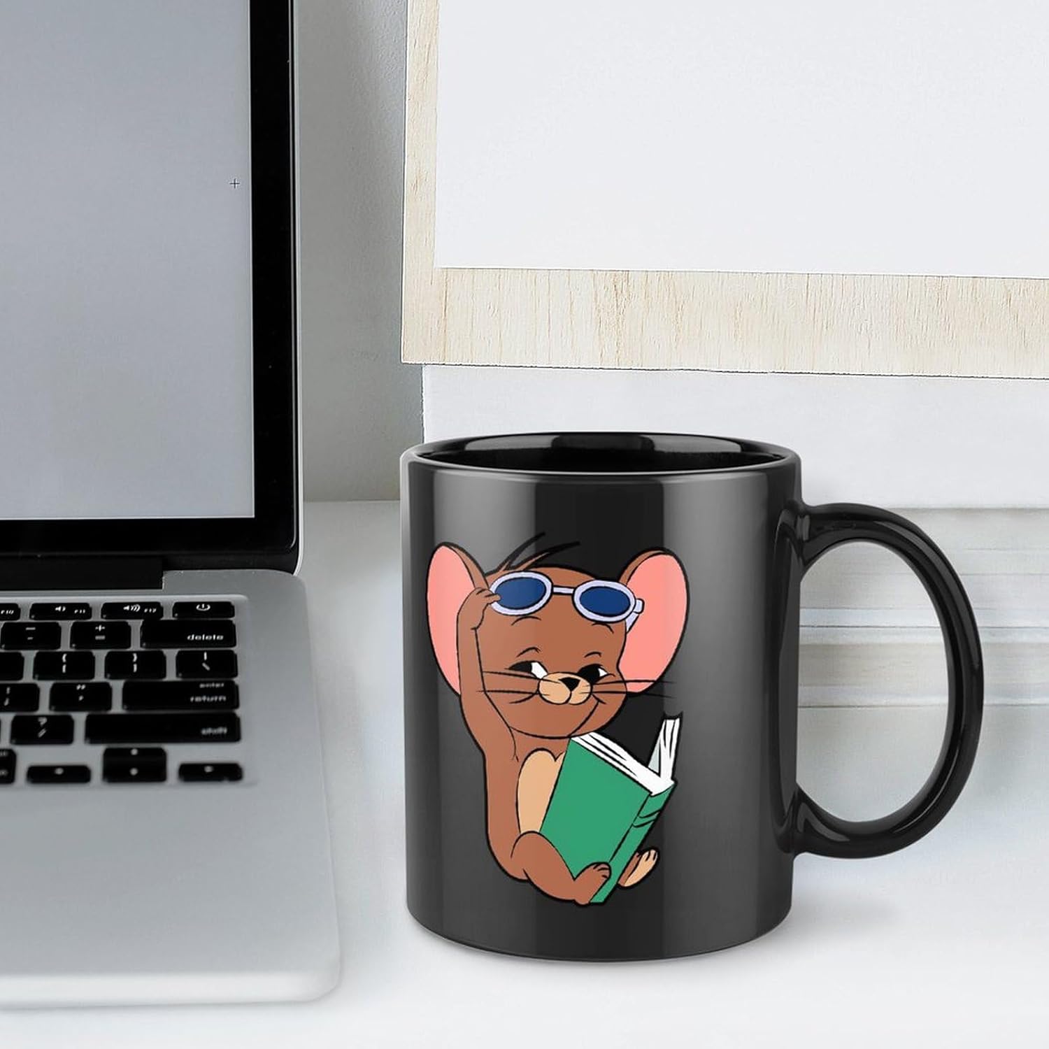 黒い マグカップ 磁器カップ トムとジェリー 両面印刷 コーヒーカップ ティーカップ コップ スープカップ 水筒 お茶カップ 飲用カ