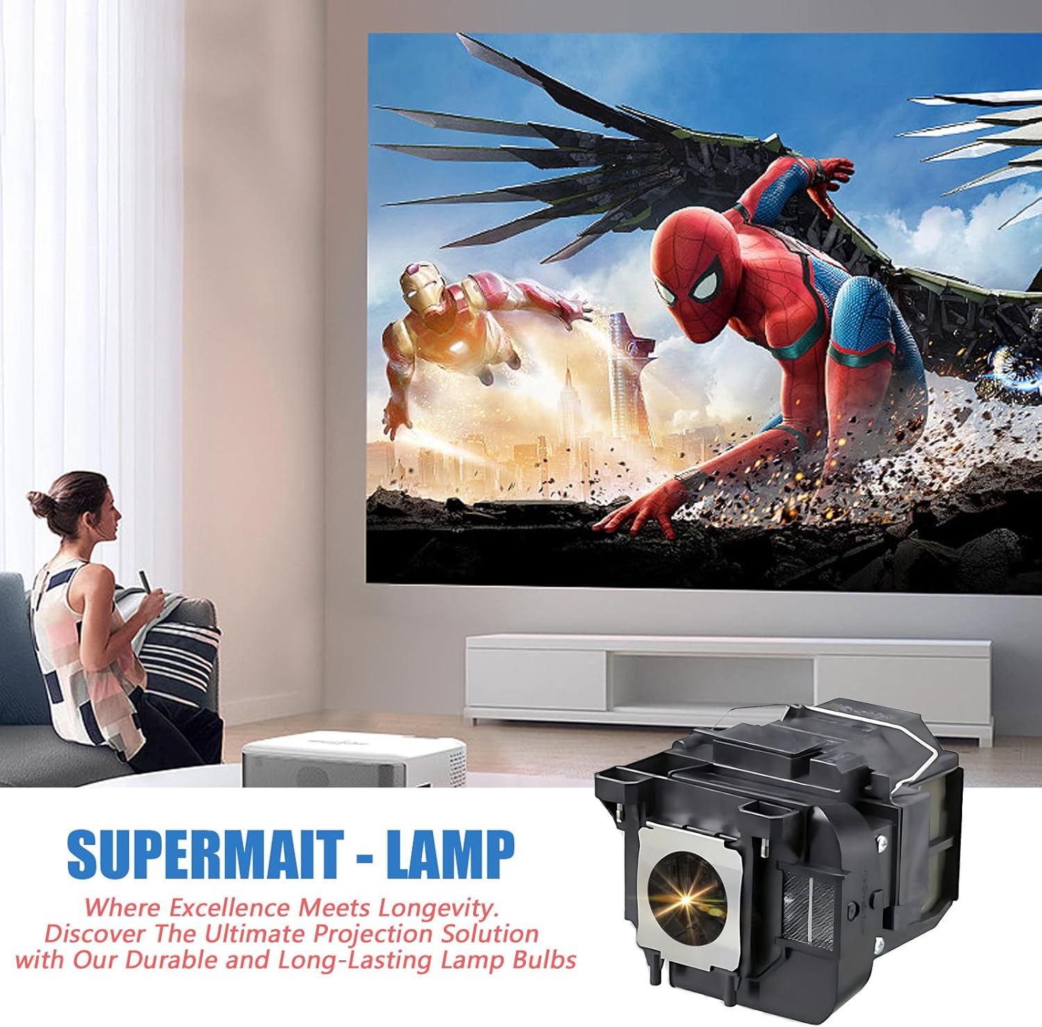 Lamp for EPSON ELPLP75/V13H010L75 Replacement Projector Lamp.Fit for EPSON PowerLite 1940,PowerLite 1940W,PowerLite 1945,PowerLite 1945W,PowerLite 1950,PowerLite 1955,PowerLite 1960/1965