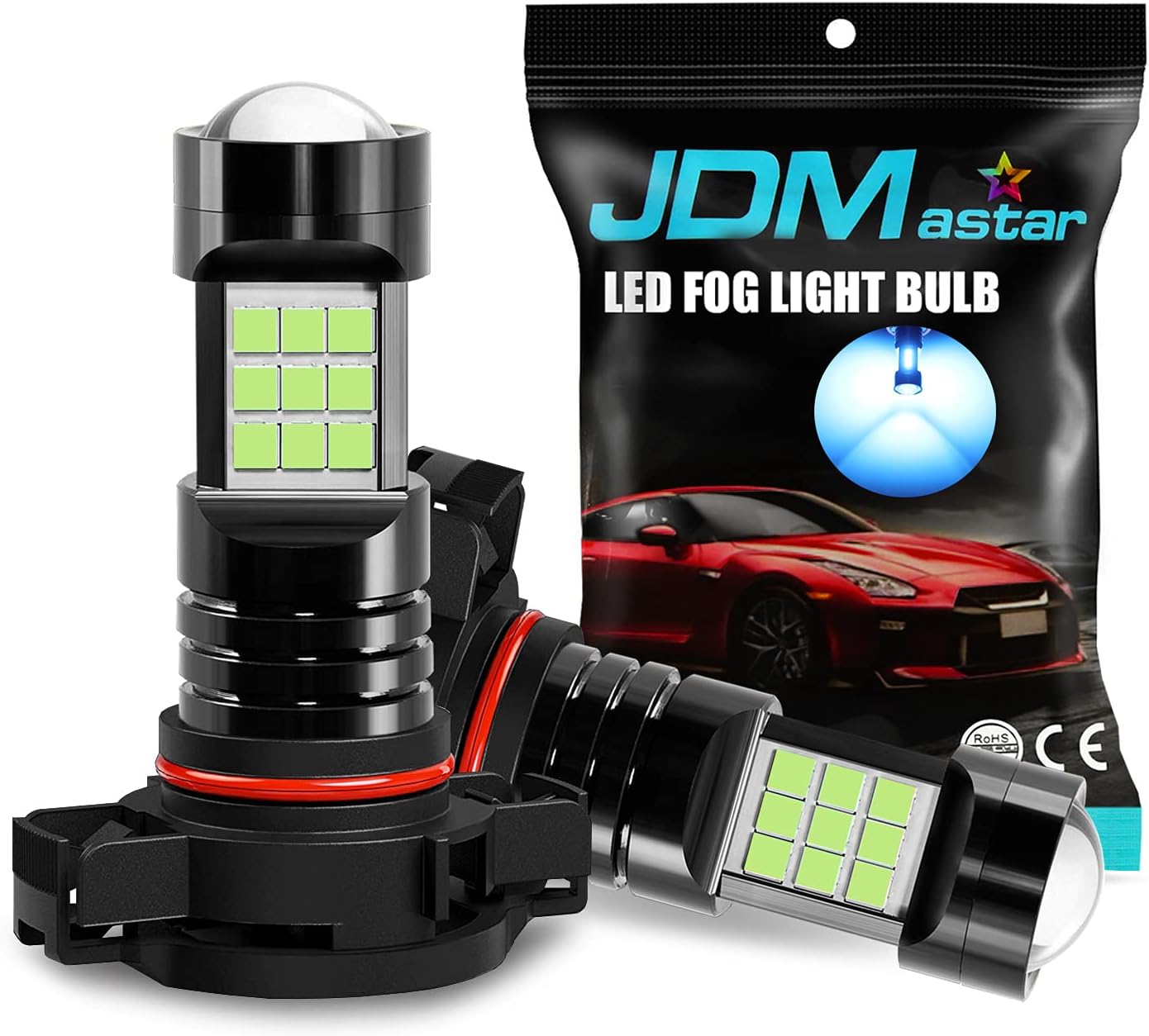 JDM ASTAR Extremely Bright PX Chips 5202 5201 LED Fog Light Bulbs, Ice Blue