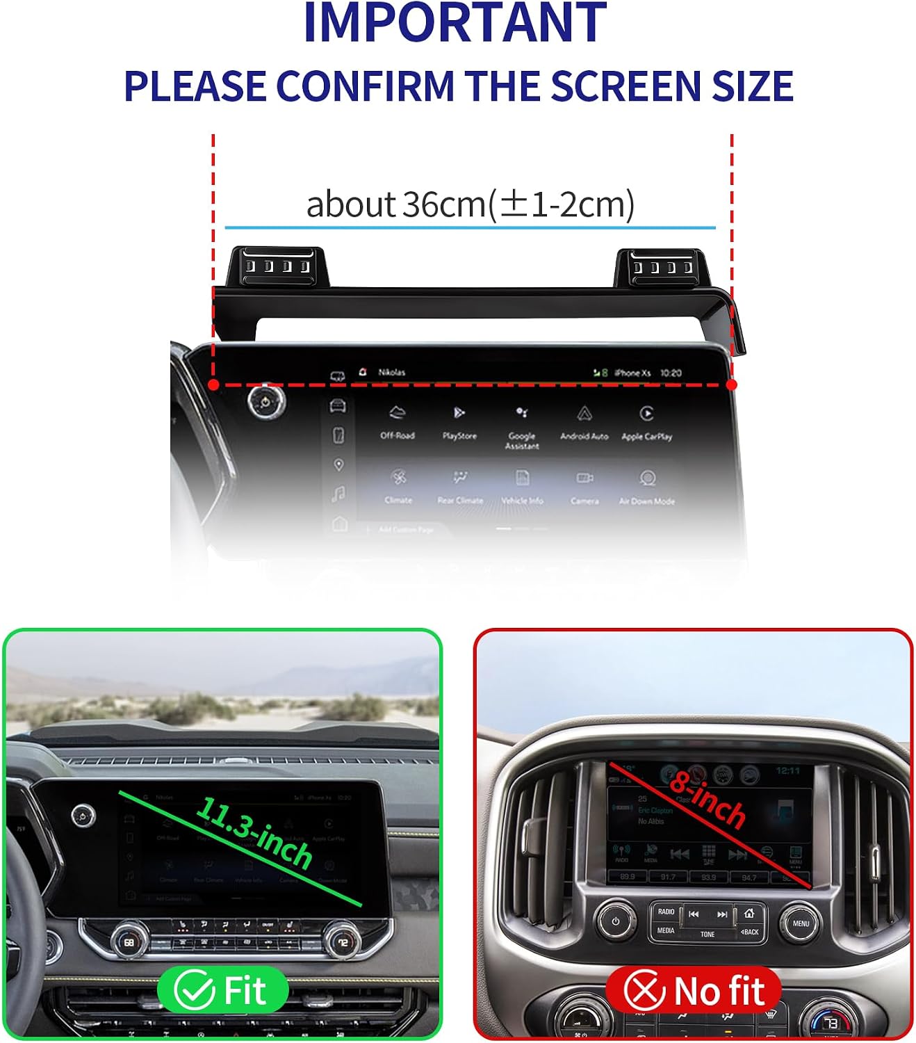 Car Phone Holder for Chevrolet Colorado 2023-2026, 11.3" Screen Fixed Clip, Auto Accessories Navigation Bracket, Interior Decoration Mobile Phone Mount, 360° Rotation