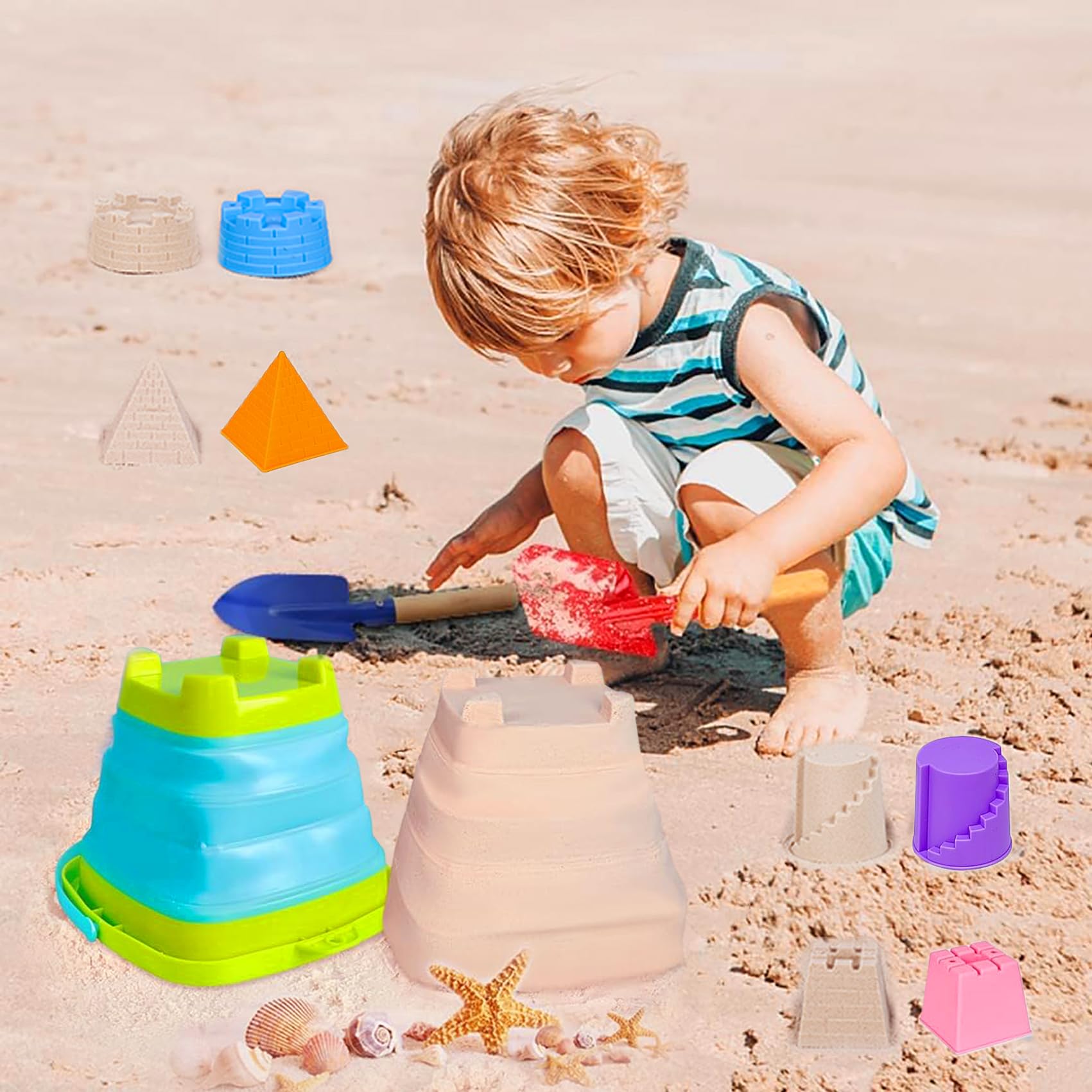 KY-Tech Kids Beach Toys Foldable Beach Bucket And Spade Set - Image 2