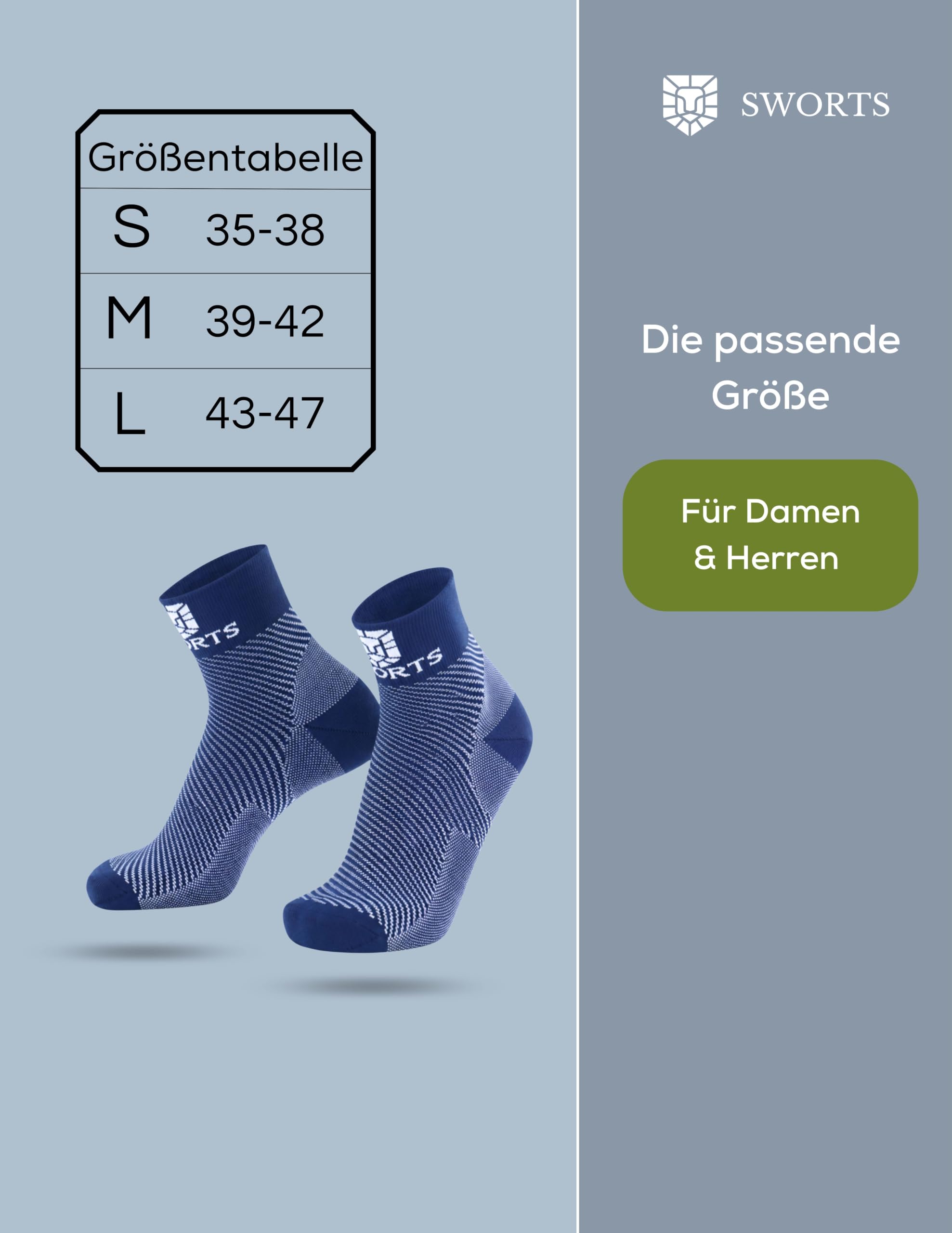 Kompressionssocken Kurz I Plantarfasziitis Compression Socks Fersensporn (Extra Weiche Laufsocken mit Anti-Blasenschutz)