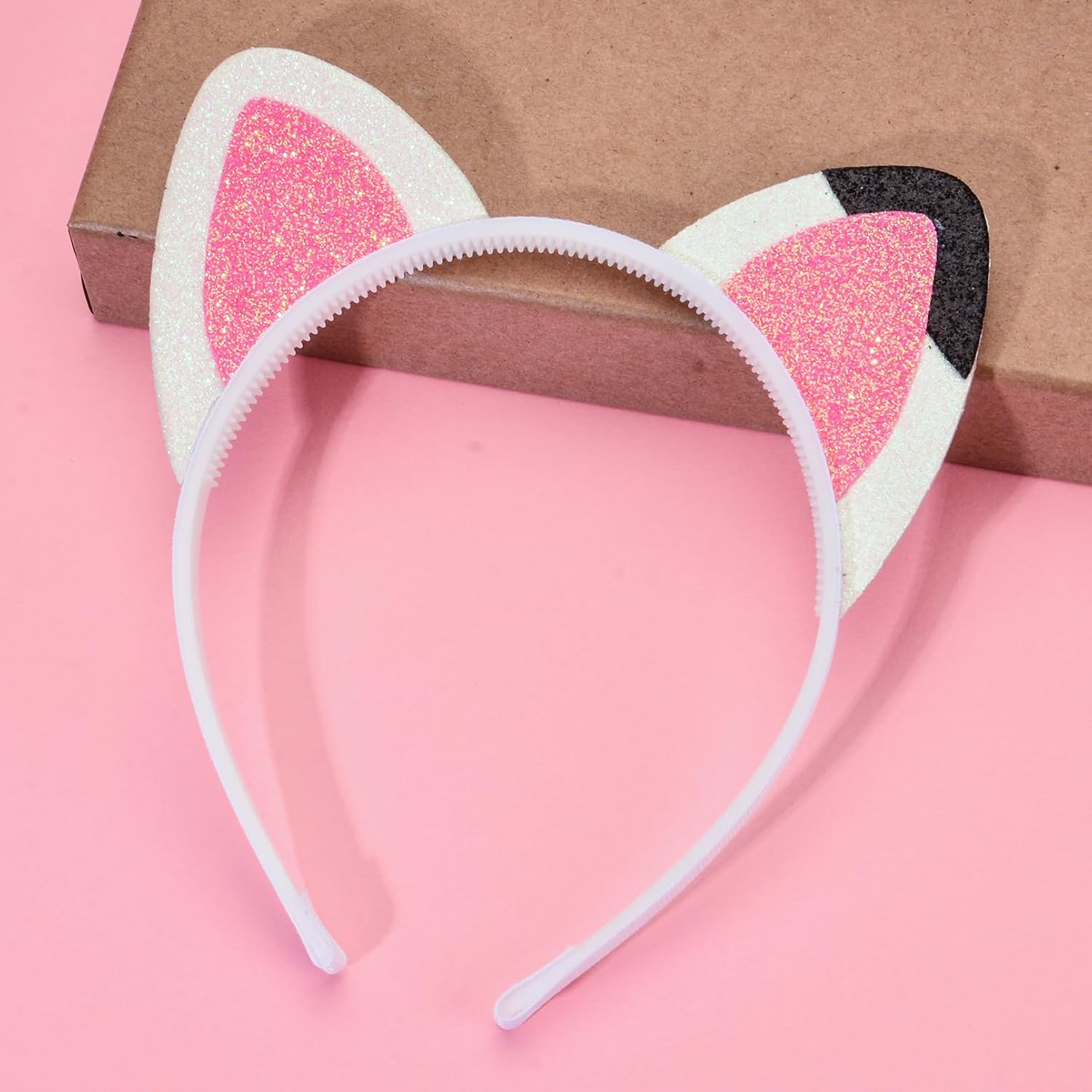Merroyal Glitter Cat Ear Hairband for Girls, Dollhouse Birthday Party Halloween Costume Accessories